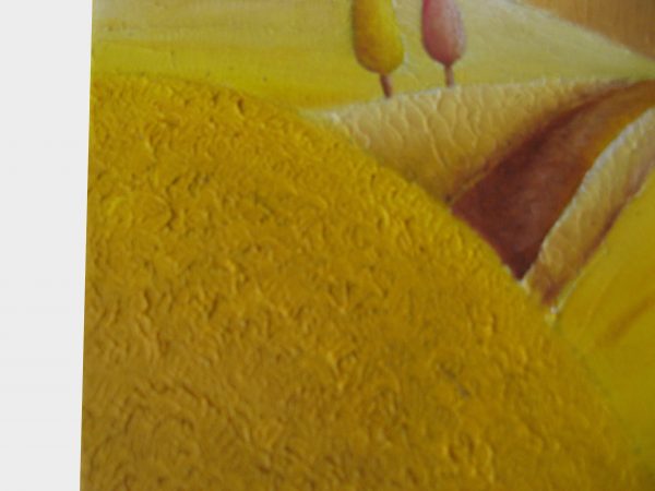 Detalle cuadro pintado a mano con pintura oleo sobre lienzo de verano