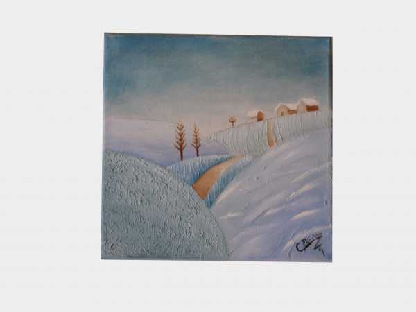Cuadro pintado a mano con pintura oleo sobre lienzo de Invierno