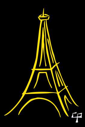 Dibujo de la Torre Eiffel hecho a mano y acabado a ordenador-firmado